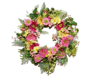 Sunshine Gerbera Daisy Indoor Wreath - Ideal for Easter, Spring and Summer - Picture 1 of 1