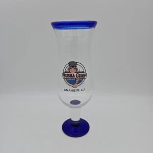 2012 Bubba Gump Shrimp Co. Anaheim, CA - Restaurant Hurricane Glass - Blue Rim - Picture 1 of 12