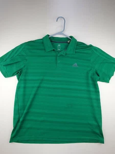 Adidas Climalite Mens Polo Shirt Green w/green strips Size Large - Picture 1 of 5