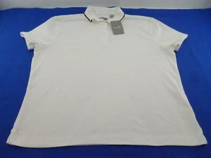 Women's Ashworth Golf Polo, White, Red Stripe Collar, Size XL (1149C) - Picture 1 of 9