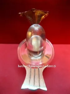 SPHATIK NATURAL CRYSTAL SHIVLING BANLING & BRASS STAND LORD SHIVA LINGAM PUJA - Picture 1 of 4