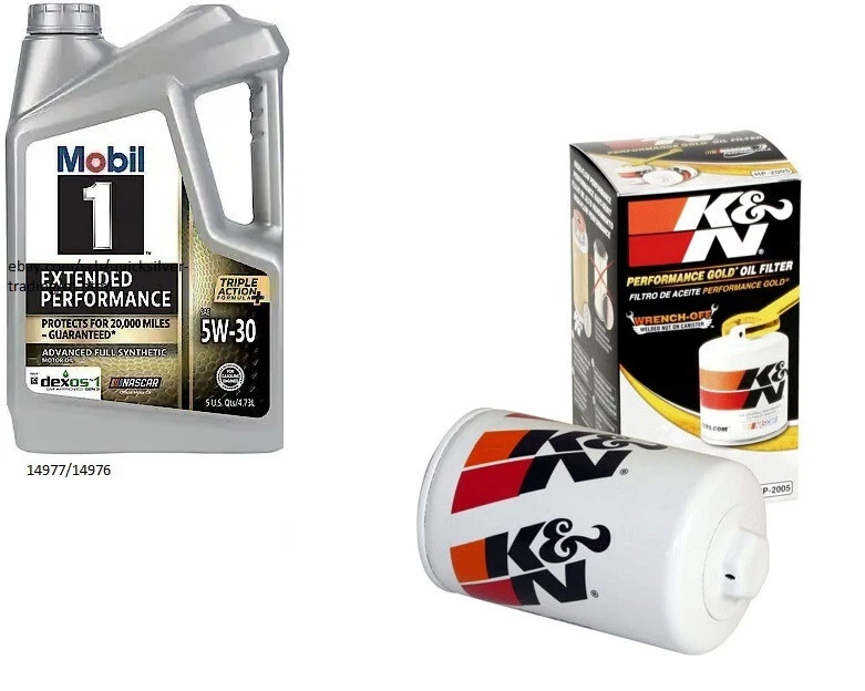 Aceite de motor totalmente sintético Mobil1 E/P 5w30 - 5 cuartos de galón con filtro de aceite K&N HP-2005 Foto 1 de 1
