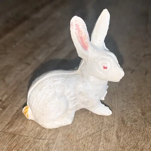Vintage Hong Kong Hard Plastic Easter Bunny White 1.5” - Picture 1 of 9
