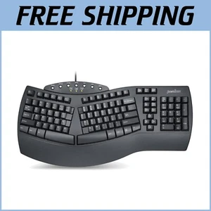 Comfort-Focused Wired Ergonomic Keyboard with Integrated Palm Support - Black - Picture 1 of 9