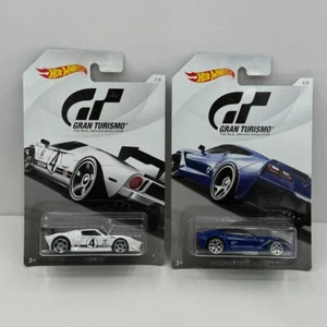 LOT OF 2 Hot Wheels Gran Turismo 2014 Corvette Stingray Blue and Ford GT White - Picture 1 of 8