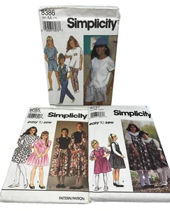 Lote de 3 patrones de costura Simplicity, talla AA 7-10 (8386 - 8085 - 9237) sin cortar - Imagen 1 de 11