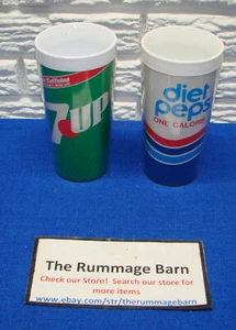 Vintage 7UP & DIET PEPSI --- THERMO SERV Kunststoff -- Soda Pop GLAS Becher - Bild 1 von 3