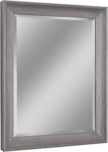 Gray Transitional Driftwood Framed Beveled Wall Mirror, Vanity Mirror, Bathroom - Picture 1 of 2