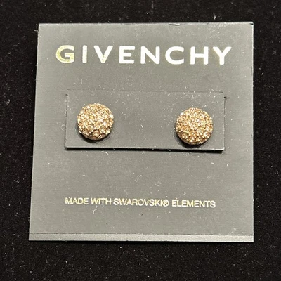 Pendientes Givenchy Oro Rosa Redondo Poste Cristales Swarovski Nuevos con Etiquetas Sin Níquel Foto 1 de 4