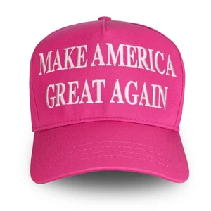 MAGA Pink Hat with White Embroidery Make America Great Again Adjustable Cap - Picture 1 of 9