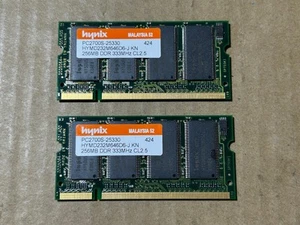 Used - Tested - 2x 256MB HYNIX PC-2700S SODIMM - 333MHz DDR - HYMD232M646D6-J - Picture 1 of 2