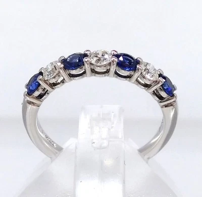 TIFFANY&Co. Anillo Pt950 Forever Band Zafiro Diamante Talla 8 Con Caja Pulida Foto 1 de 4