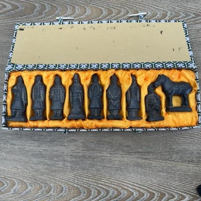 Chinese Qin Shi Huang Terracotta Clay Warriors Soldiers & Horse Set of Nine (9) - Image 1 of 4