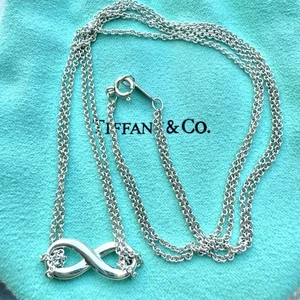 Authentic Tiffany & Co Silver Infinity Double Chain Pendant Necklace 18” - Picture 1 of 6