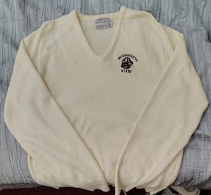 Josten's Artex Men's Large Mississippi State Bulldogs V neck Cream Sweater Used - Picture 1 of 7