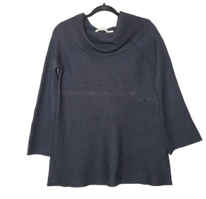 Weiche Umrandung Damen Pullover mit großem Wasserfallausschnitt Wolle Kaschmir schwarz - Bild 1 von 8