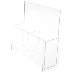 Plymor Clear Acrylic 2-Pocket Brochure Countertop Holder Up to 4" Wide Documents - Picture 1 of 1
