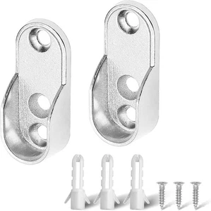 2 Stück ovale Schrank-Stangenendstützen mit 3 Befestigungslöchern, 3 Loch  - Bild 1 von 7