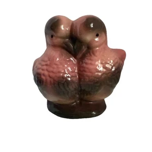 Hull Pottery Planter Vintage Pink And Black Birds Quail Dove Love Birds Figurine - Picture 1 of 9