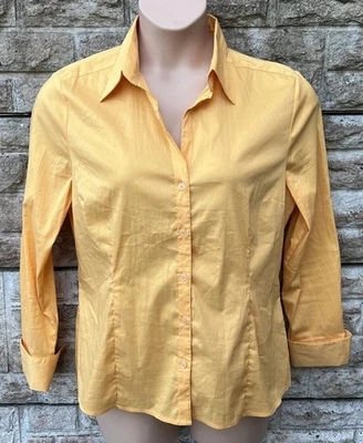 Ladies H&M Orange Long/Turn Up Cuff Sleeve Stretch Shirt Blouse Top UK 16 - Image 1 of 4