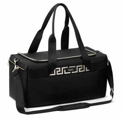 Versace Black Duffle with Silver Tone Zipper Travel  Gym Overnight Bag New - Image 1 of 4