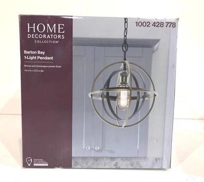 Home Decorators Collection 1-Light Bronze and Champagne Pewter Orb Mini Pendant - Image 1 of 3