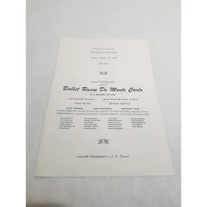 Ballet Russe De Monte Carlo Program Louisville Memorial Auditorium March 23 1958 - Picture 1 of 2