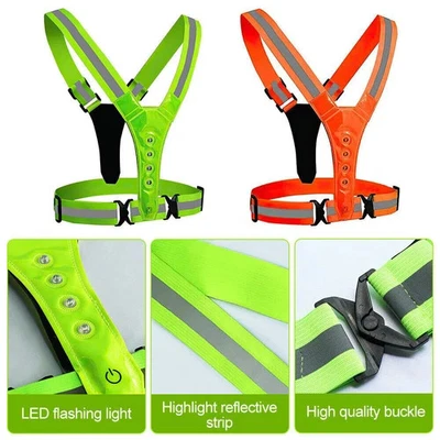 Led Reflective Vest Running Gear,Usb Rechargeable Light up High Visibility Runni - Image 1 of 4