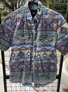 ASOS Short Sleeve Button Up Shirt Mens M Geometric Vintage Pattern - Picture 1 of 4