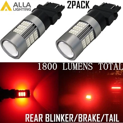 Alla Lighting 2x 3157 54-LED luz de freio traseira lâmpadas pisca-pisca, vermelho vivo - Imagem 1 de 4