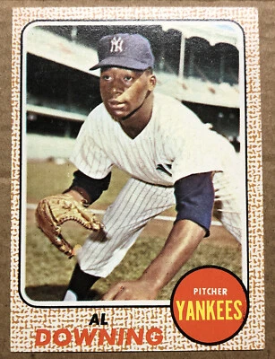Tarjeta de béisbol 1968 Topps Al Downing #105 lanzador de los Yankees grado medio ¡Bonita! Foto 1 de 2