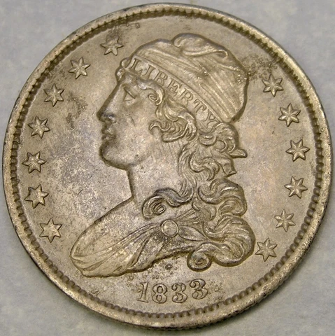 1833 CAPPED BUST SILVER QUARTER BEAUTIFUL CHOICE GORGEOUS CRISP SCARCE KEY DATE Cover