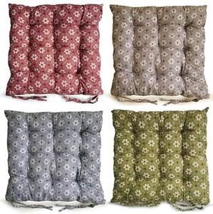 Seat Pad Dining Garden Kitchen Chair Cushions Tie On Floral Daisy - Picture 1 of 36