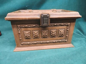 Vintage Max Klein SC 1280 T Sewing Box Hinged Lid Removable Sectioned Tray Brown - Picture 1 of 11