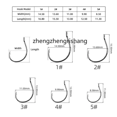 100pcs Strong Offset Sport Circle Fishing Hooks Black Octopus Fish Hooks 1#-5# - Image 1 of 4