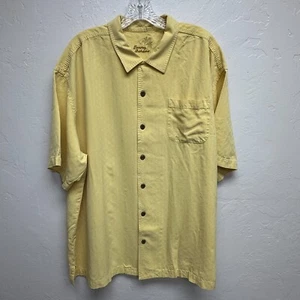 Tommy Bahama Shirt Mens XXL Yellow 100% Silk Camp Aloha Island Vacation Cruise - Picture 1 of 7