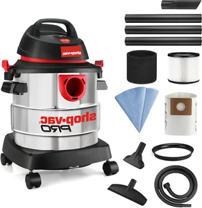 WET/DRY SHOP VACUUM 5 Gallon 4.5 Peak HP Stainless Steel Tank with Attachments - Picture 1 of 8