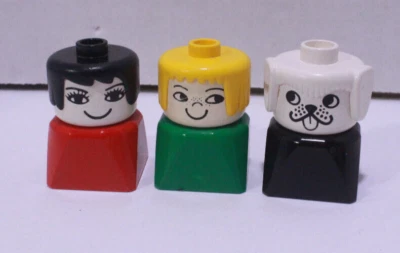 Lego Duplo Figures Square Body People Character Lot Of 3 Vintage Dog Red Green - Image 1 of 4