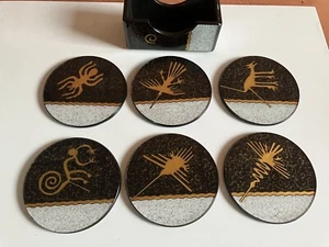 Juego de 6 posavasos de animales primitivos en soporte de 3,5" de diámetro NUEVO ESTADO - Imagen 1 de 6