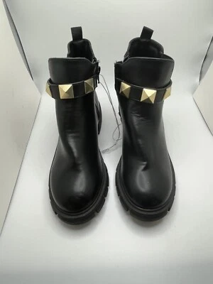 Botín para niñas Steve Madden niños Sugarr negro dorado con tachuelas para niños, talla 3 Foto 1 de 4