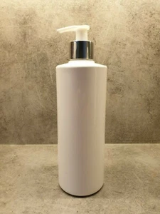 500ml White Plastic Pump Bottle & Shiny Silver/White Lotion Pump ANY AMOUNT - Picture 1 of 1