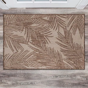 Alfombras de exterior contemporáneas hojas envejecidas texturizadas tejido plano fácil limpieza para - Imagen 1 de 12