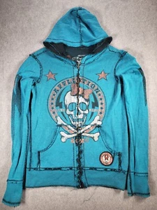 Affliction Hoodie Womens Small Blue Full Zip Reversible American Customs M - Picture 1 of 15