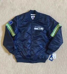 Sz Medium Men - Starter NFL Seattle Seahawks Bomber Jacker Full-Snap Nylon NEW - Picture 1 of 6