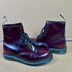 Dr Martens 1460 VEGAN Dark Cherry Red Patent Leather Lace Up Boots Womens Size 9 - Picture 1 of 9