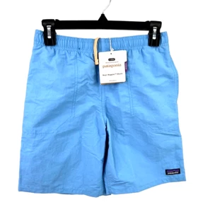 Patagonia Kids Youth Baggies Nylon Pull On Shorts Sz Large 7" Lined Lago Blue - Picture 1 of 6