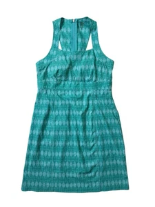 Title Nine Trouble Racerback Dress Pocket Turquoise Geometric Quick Dry Sz 10 - Picture 1 of 17