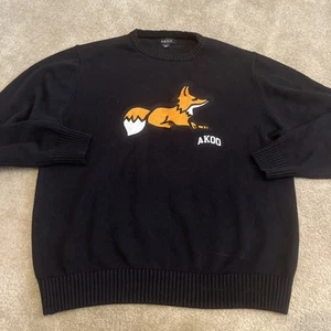 AKOO 100% Authentic Men's Pullover Sweater Black Orange Logo Size 3XL - Picture 1 of 11