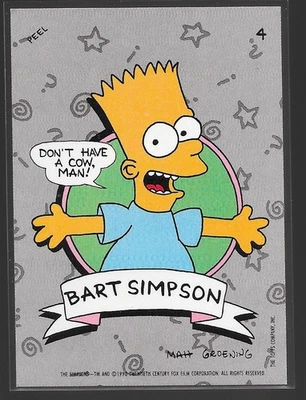 Tarjeta adhesiva Topps #4 de Los Simpson Bart Simpson 1990 Foto 1 de 2