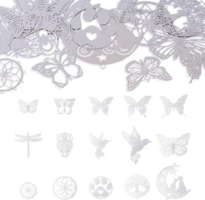 Charm Acciaio Inox per Creazione Gioielli Filigrana Argento Farfalla Cuore Connec - Foto 1 di 7